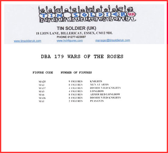 DBA179 - WARS OF THE ROSES