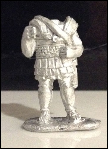 G37 - Headless Hoplite - Linen & scale armour & greaves Hoplite with Sloped spear, walking/ advancing